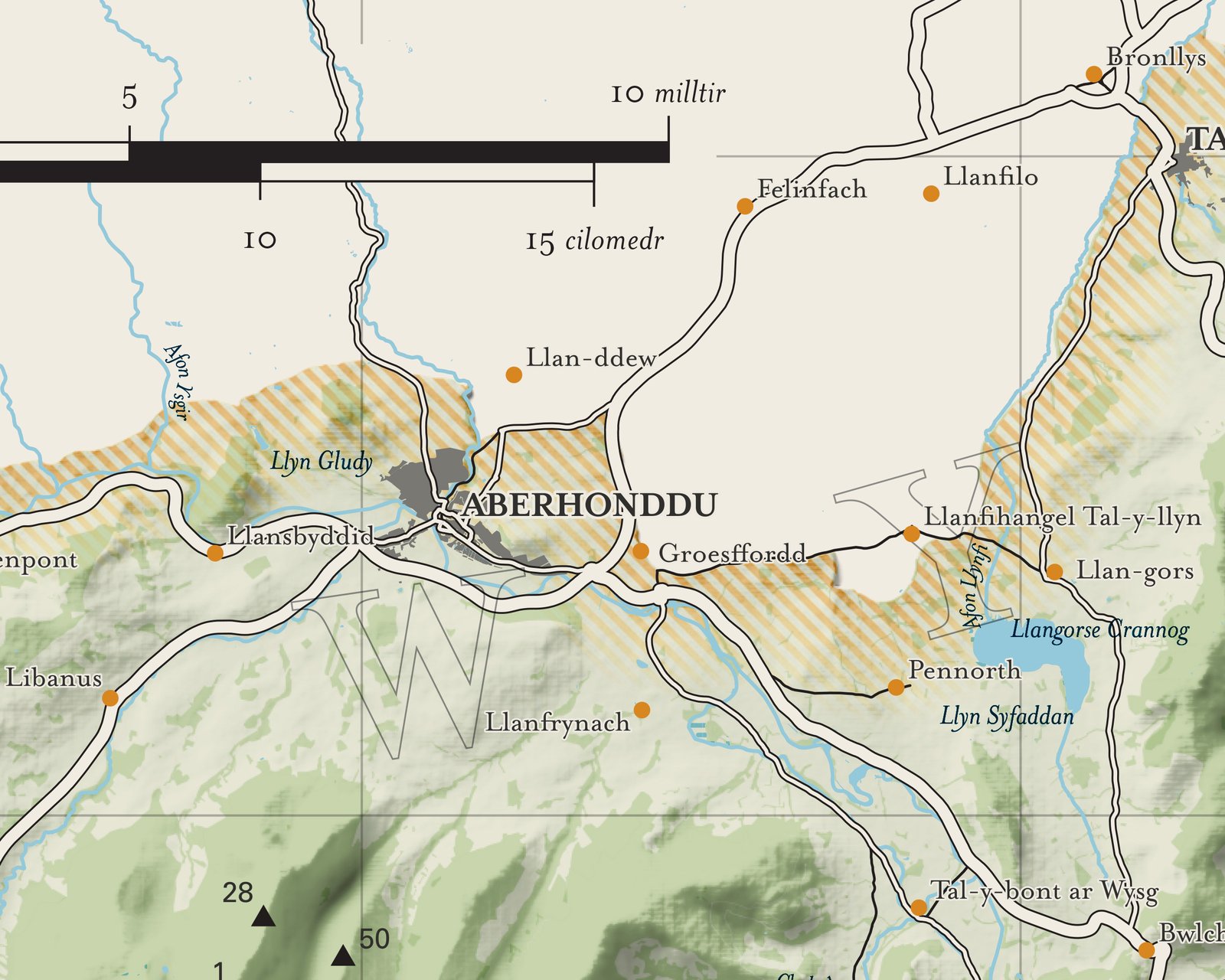 Bannau Brycheiniog (Brecon Beacons) Welsh Language Map - Image 2