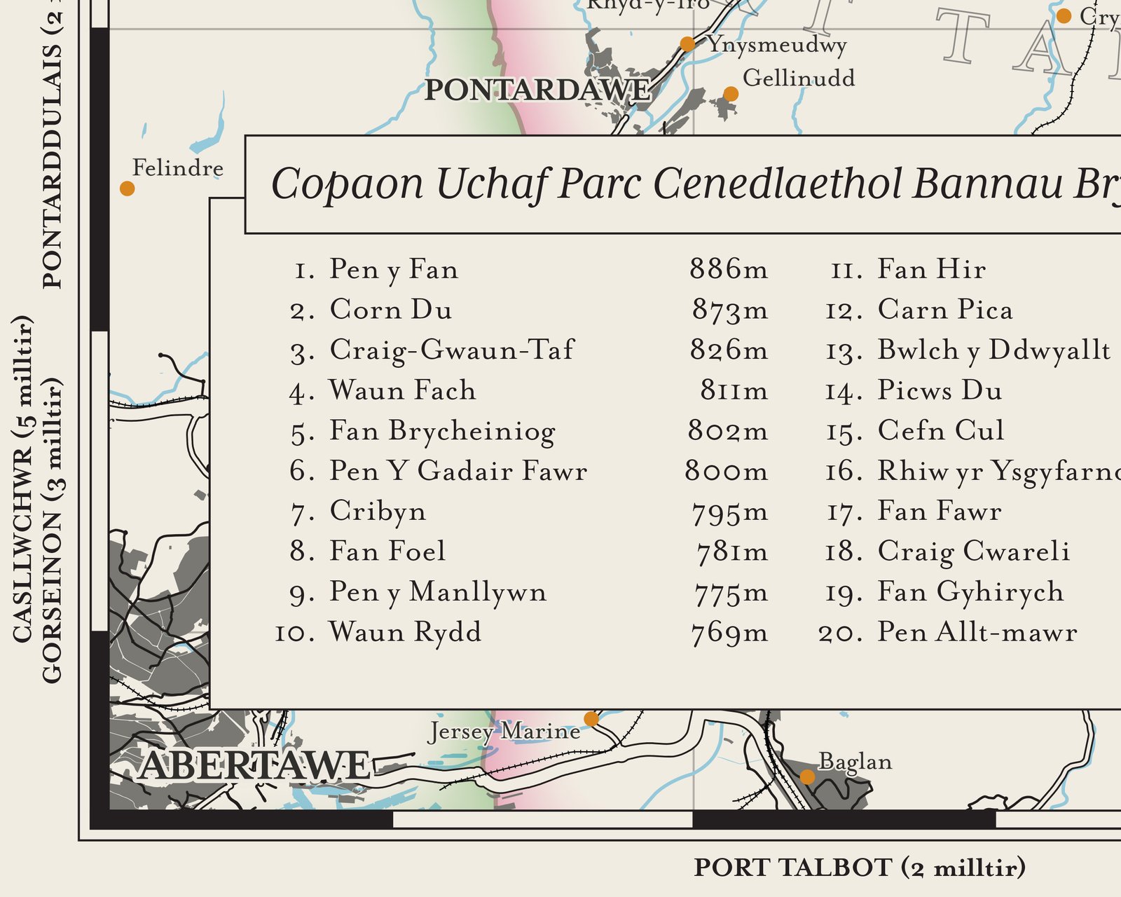 Bannau Brycheiniog (Brecon Beacons) Welsh Language Map - Image 5