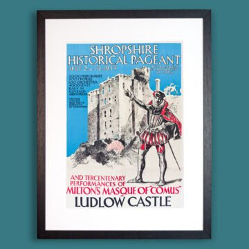 1930s Ludlow Castle Historical Pageant poster in black frame