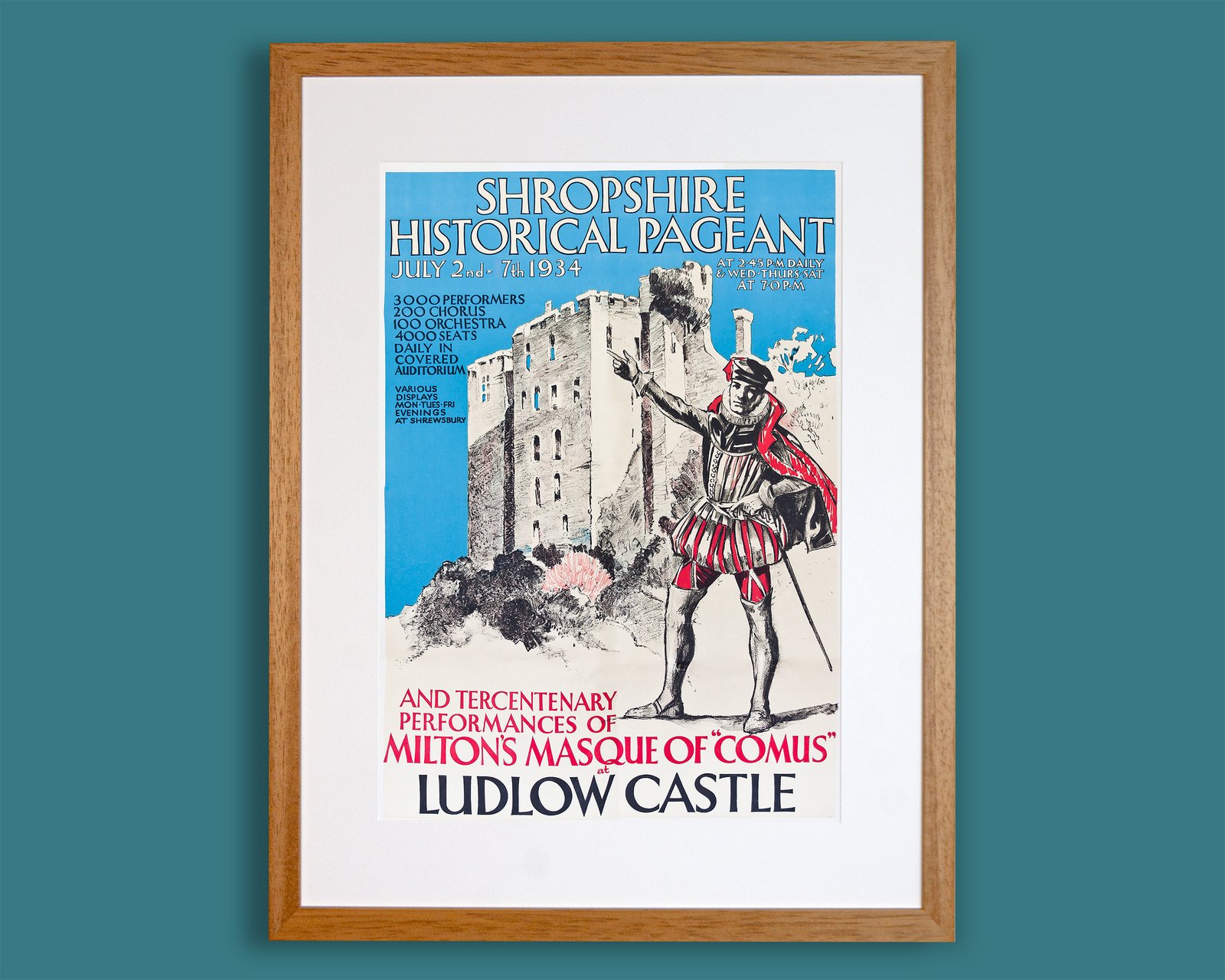 1934 Ludlow Castle Poster of John Milton's Masque "Comus" - Image 3