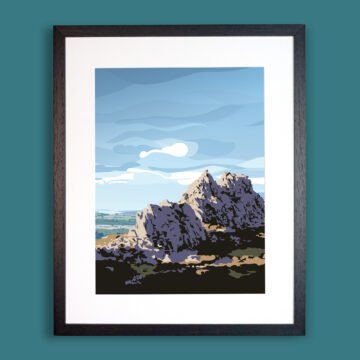 The Devil's Chair in a black frame with a mount