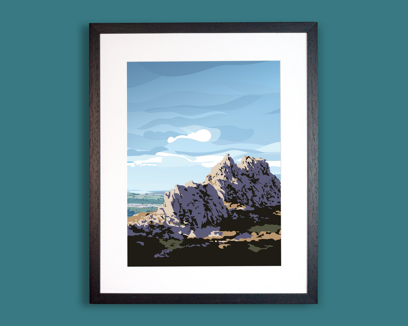 The Devil's Chair in a black frame with a mount